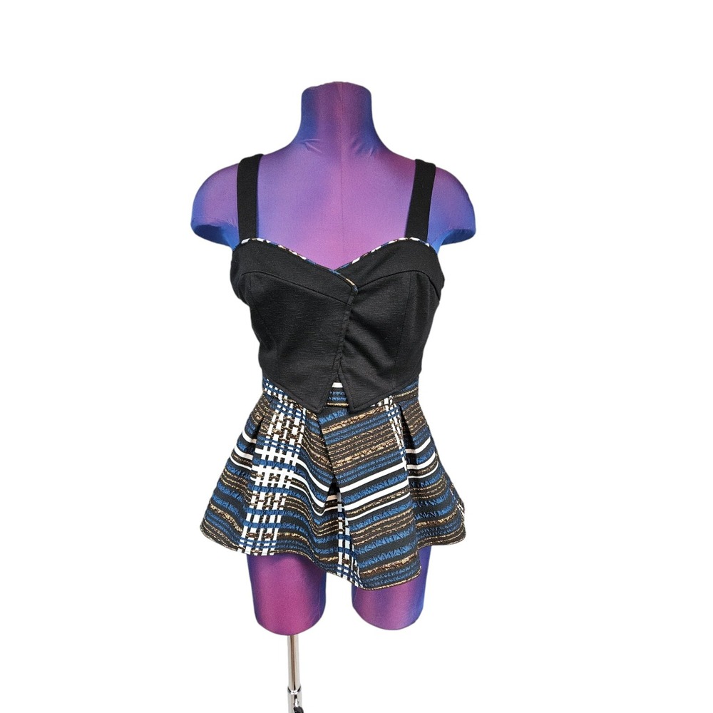 Deletta by Anthropologie Nathalie Peplum Sleeveless Top Size Small Women's U45